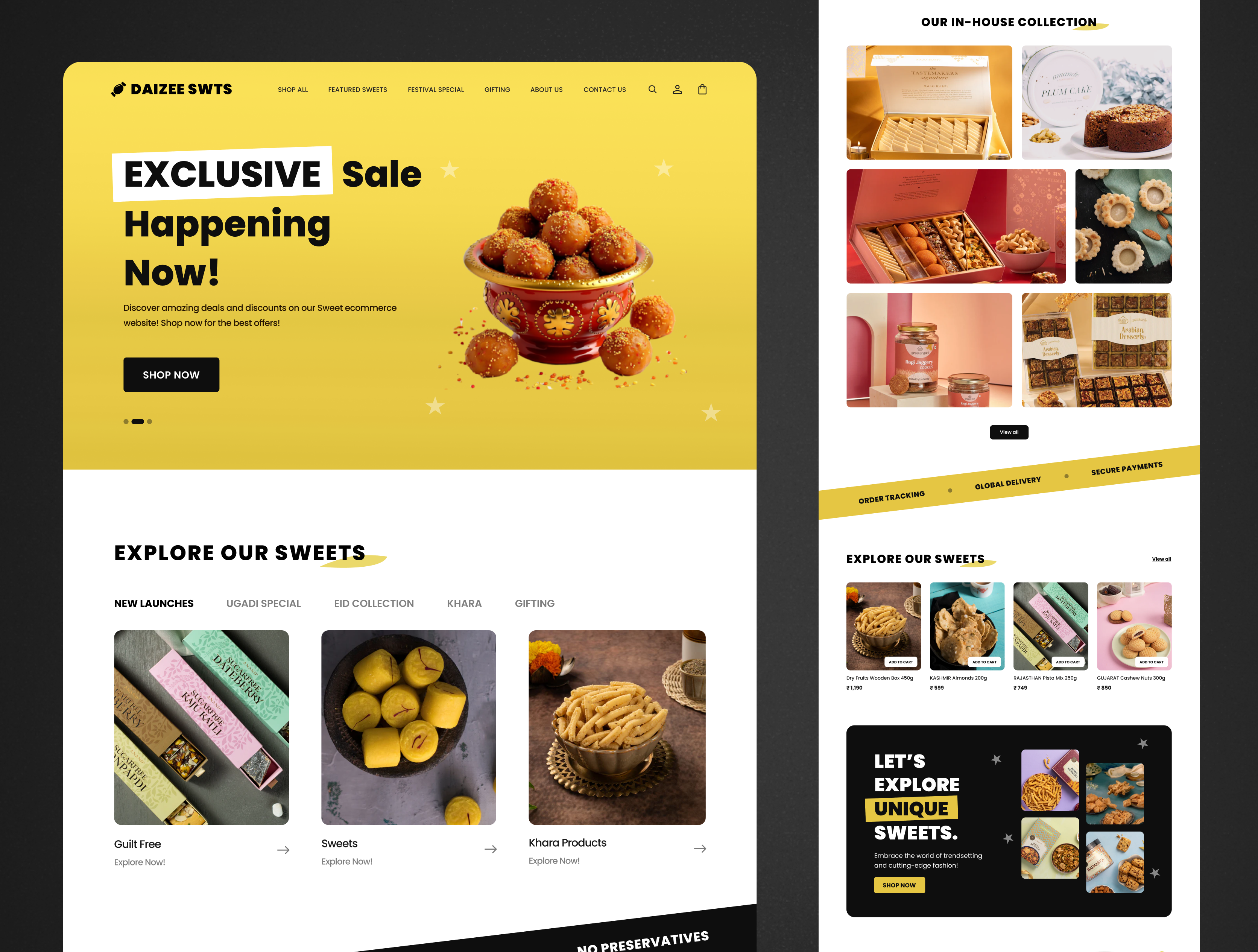 Dessert Store - Ecommerce Website UI banner ui branding card ui category ui design ecommerce website graphic design hero banner ui product product card ui design product design ui ui design ux design web ui website design website ui