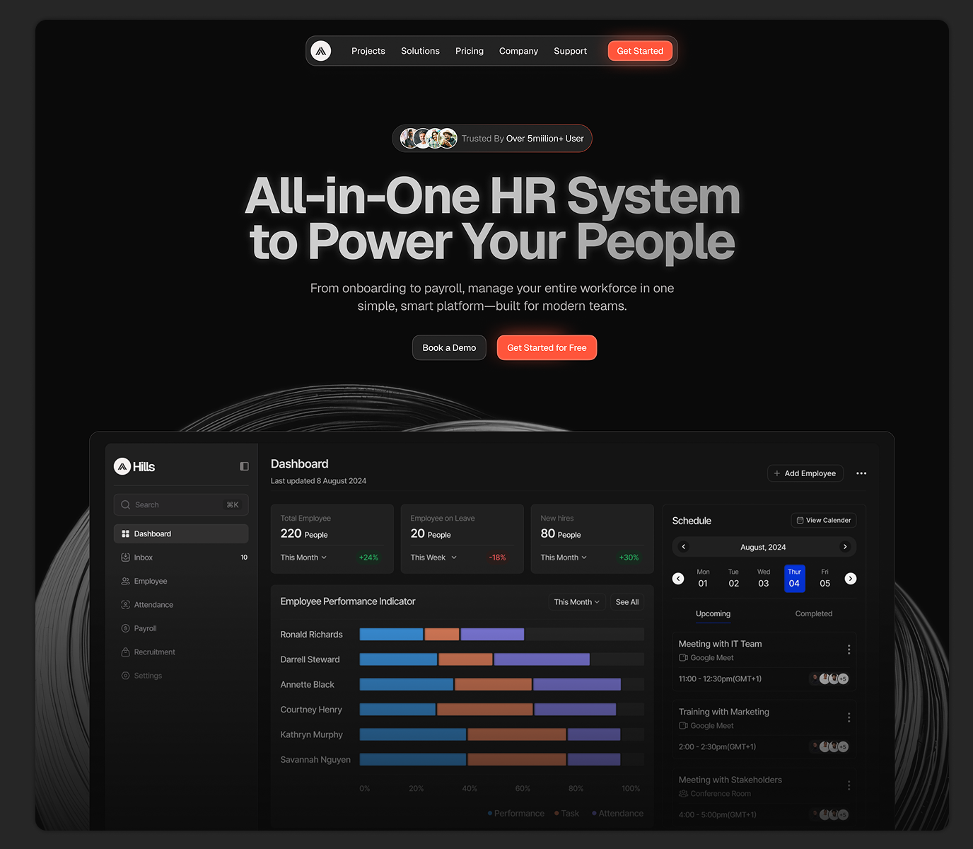 Hills - HR Hero Section dashboard graphic design product de ui ux design web app