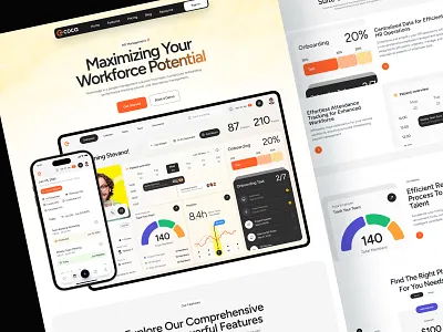 Coca - HR Management Platform branding design elementor framer hr landing management page platform project saas software task ui webflow website wordpress