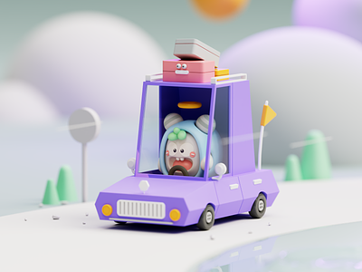 Cute Planet #008 – 🚓 Traveler 3d 3d illustration c4d car cinema 4d clean cute cute planet drive safe driving go home illustration minimal monster motor redshift redshift render taxi travel ui design