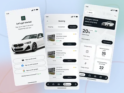 Car parking mobile App animation app booking car clean design find parking location map minimalist mobile app modern motion graphics parking parking space route ui uiux ux vehicle