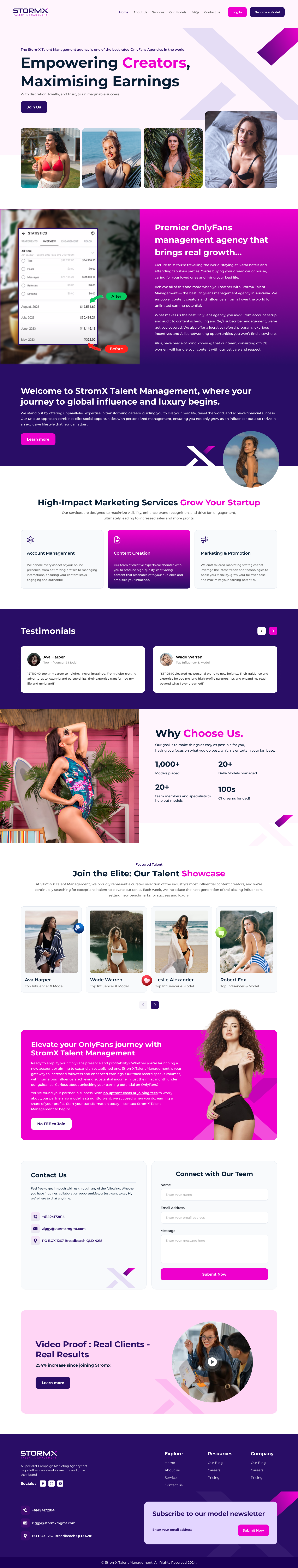 Example of Creator & Agency Website Design