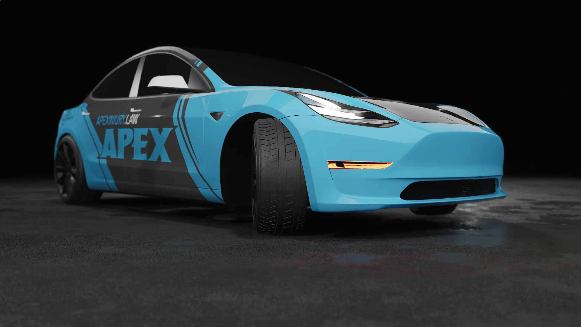 Minimalistic Car Wrap for APEX INJURY LAW. car wrap tesla wrap
