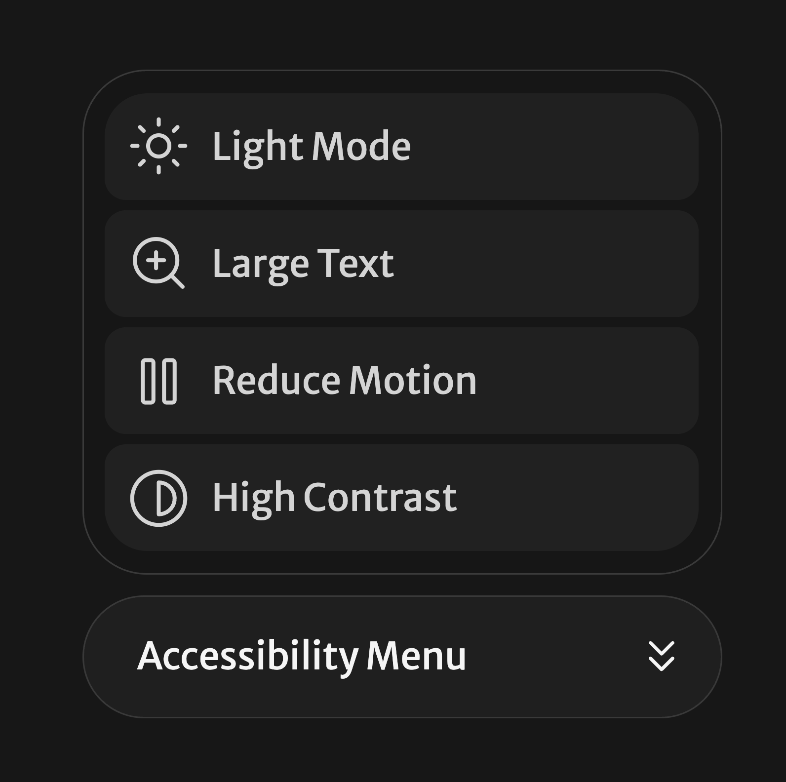 Accessibility Menu accessibility accessibility menu animation transitions ui