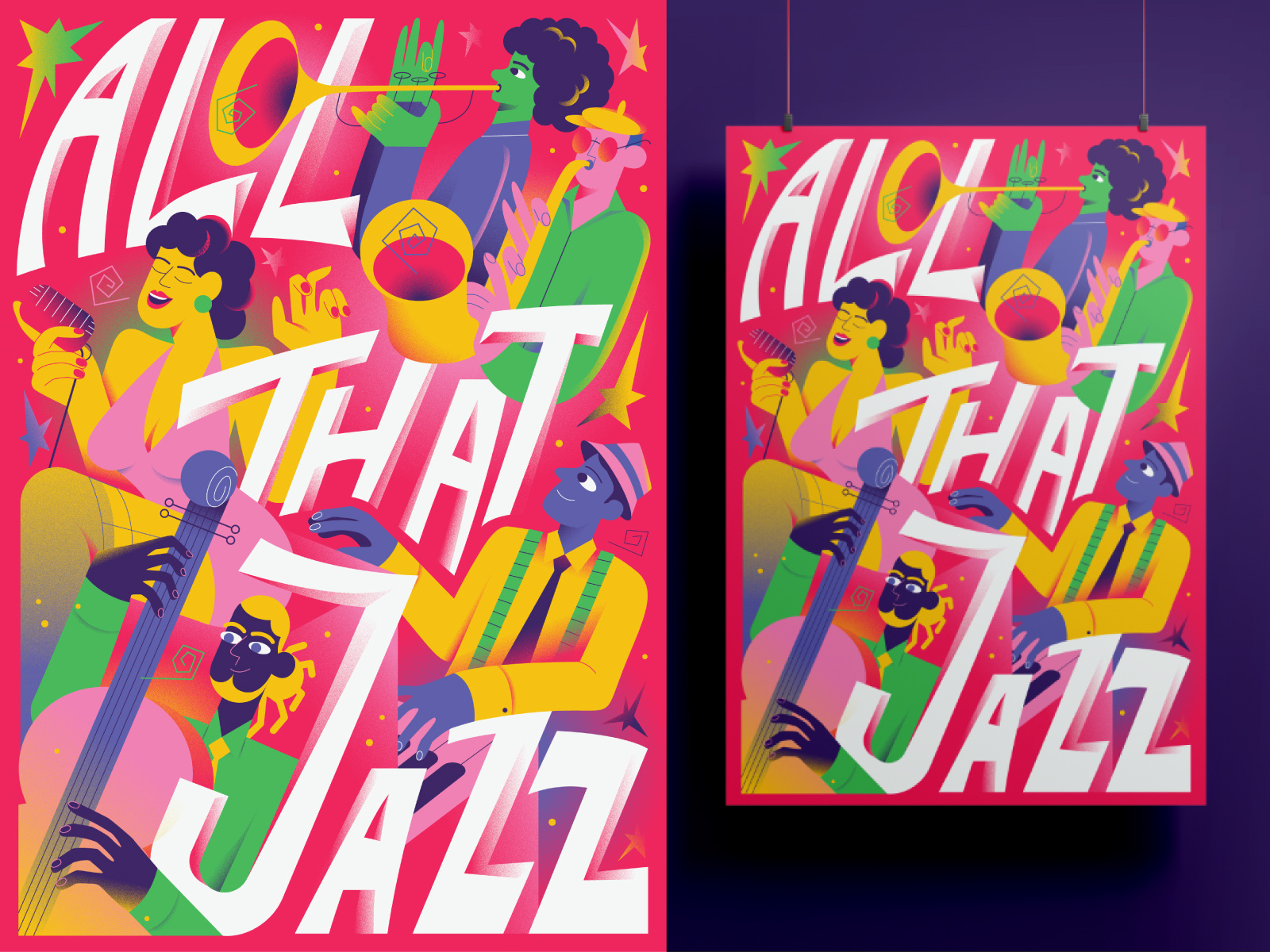 All That Jazz all that jazz character character design design flat graphic design illustration jazz lettering music musicians poster singer vector