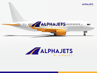 A LOGO - ALPHAJETS a logo airplane blue branding logo logo design oronge