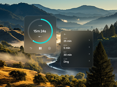 Minimalist Pomodoro Timer countdown design glass gloassmorphism minimal minimalist pomodoro pomodoro timer product design timer ui ux visual design widget