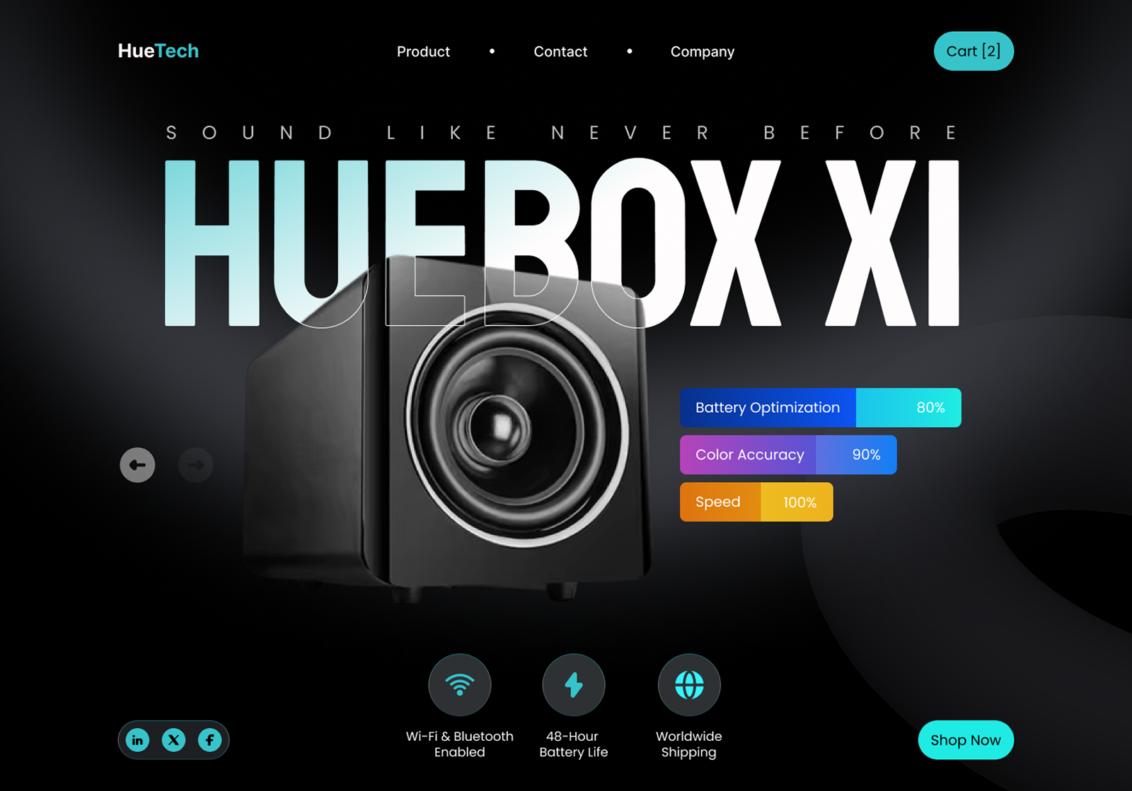 Clean Product UI for Smart Speaker audio product bluetooth speaker bold typography clean design e commerce ui header design hero section interface design landing page minimal design product page responsive design tech gadget ui design web design