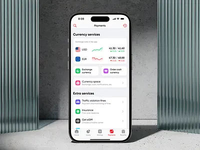 Currency Services in PUMB Mobile Bank app design banking clean currency exchange fintech inspiration interface ios mobile mobile ap mobile banking ui