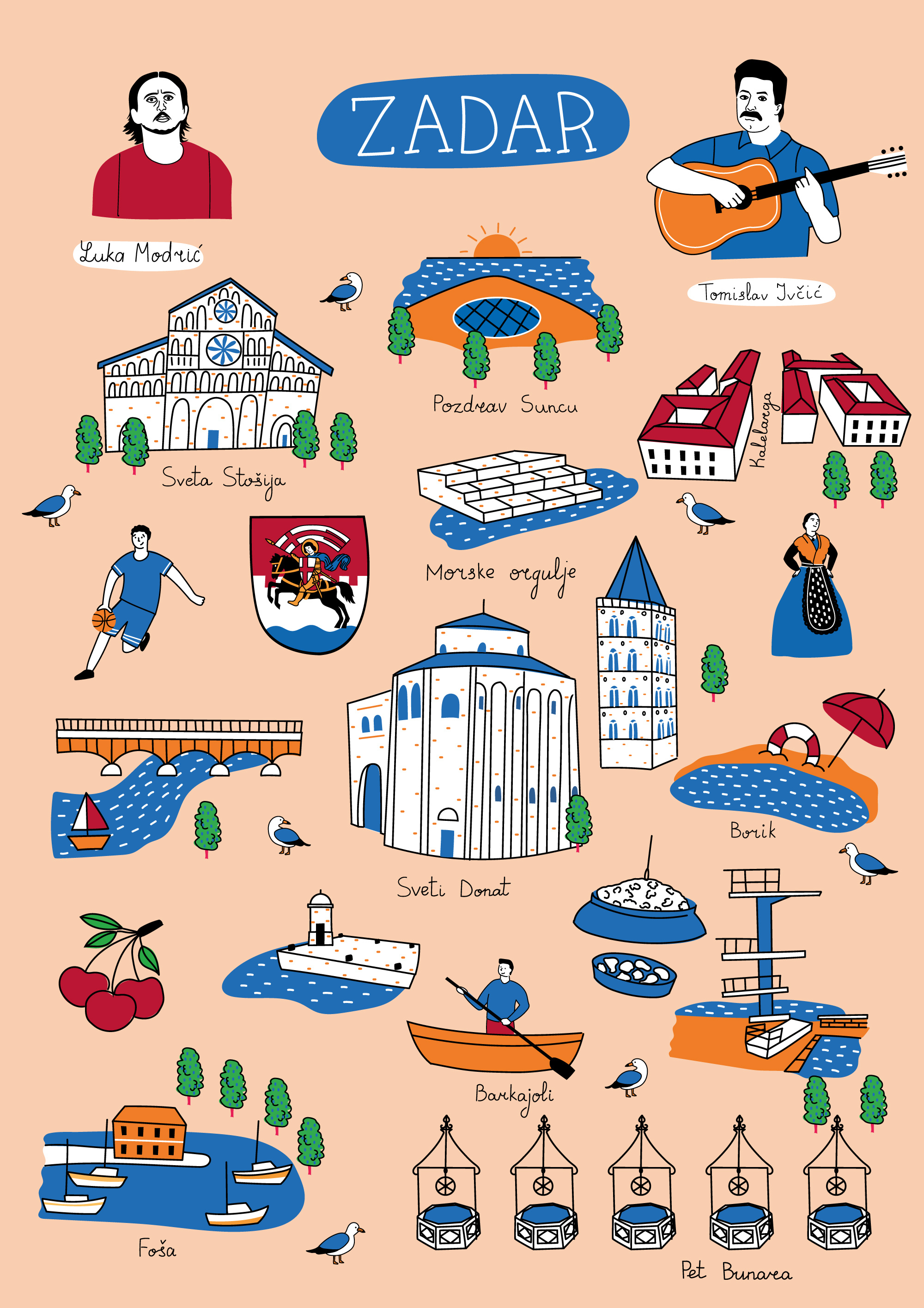 Illustrated map of Zadar, Croatia airbnb airbnb map cartoon map croatia destination map festival festival map illustrated map illustration map map illustration merch design tourism tourism illustration tourist map tourist merch travel travel guide travel map travel rout