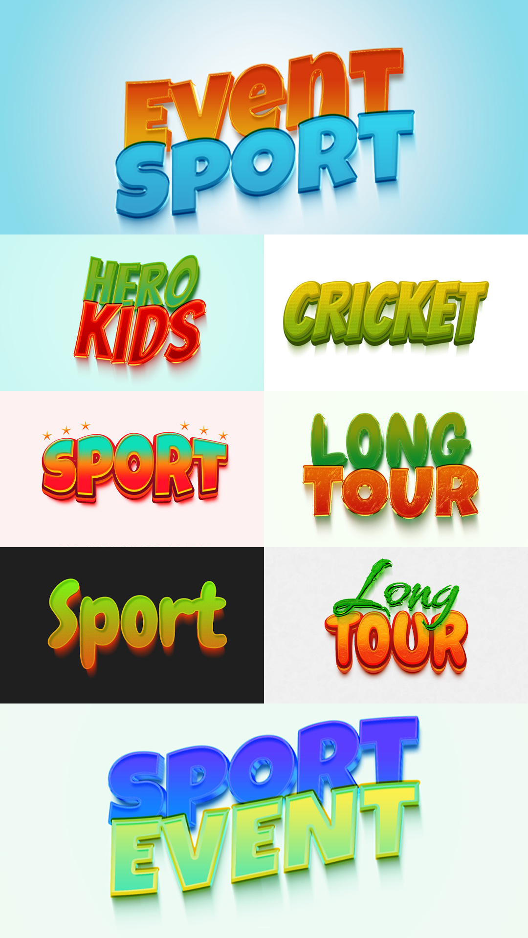 Sport 3d text effect tournament
