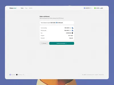 Cross-send sending accross chains using ens name (Screen 2) ui