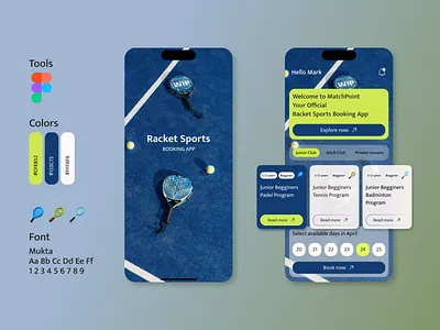 🎾 Racket Sports Booking App UI bookingapp figma mobile ui mobiledesign sportsbooking ui visualideas