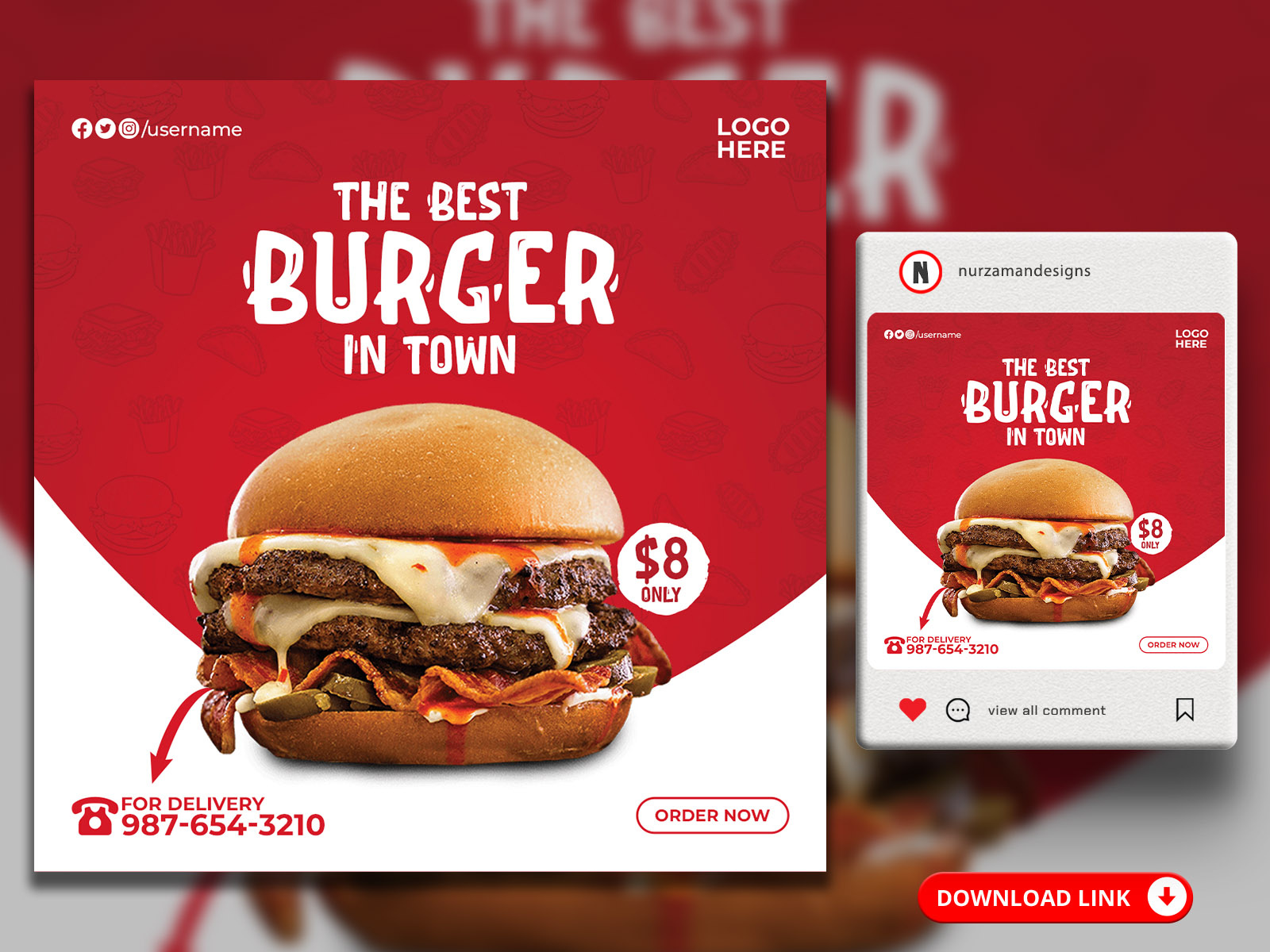 Delicious Burger Menu Social Media Banner Templates ads design animation banner banner ads branding burger burger banner burger flyer burger menu burger template graphic design instagram post logo motion graphics promotional ads restaurant banner restaurant flyer restaurant menu social media web banner