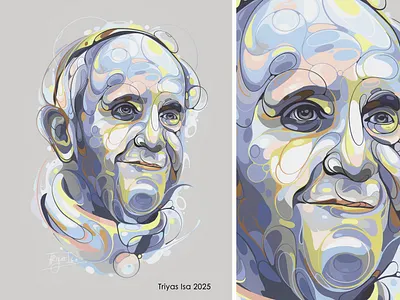 Pope Francis abstract abstract portrait colorful curve design illustration pop art pope francis portrait portrait illustration soft unique vector vectorart