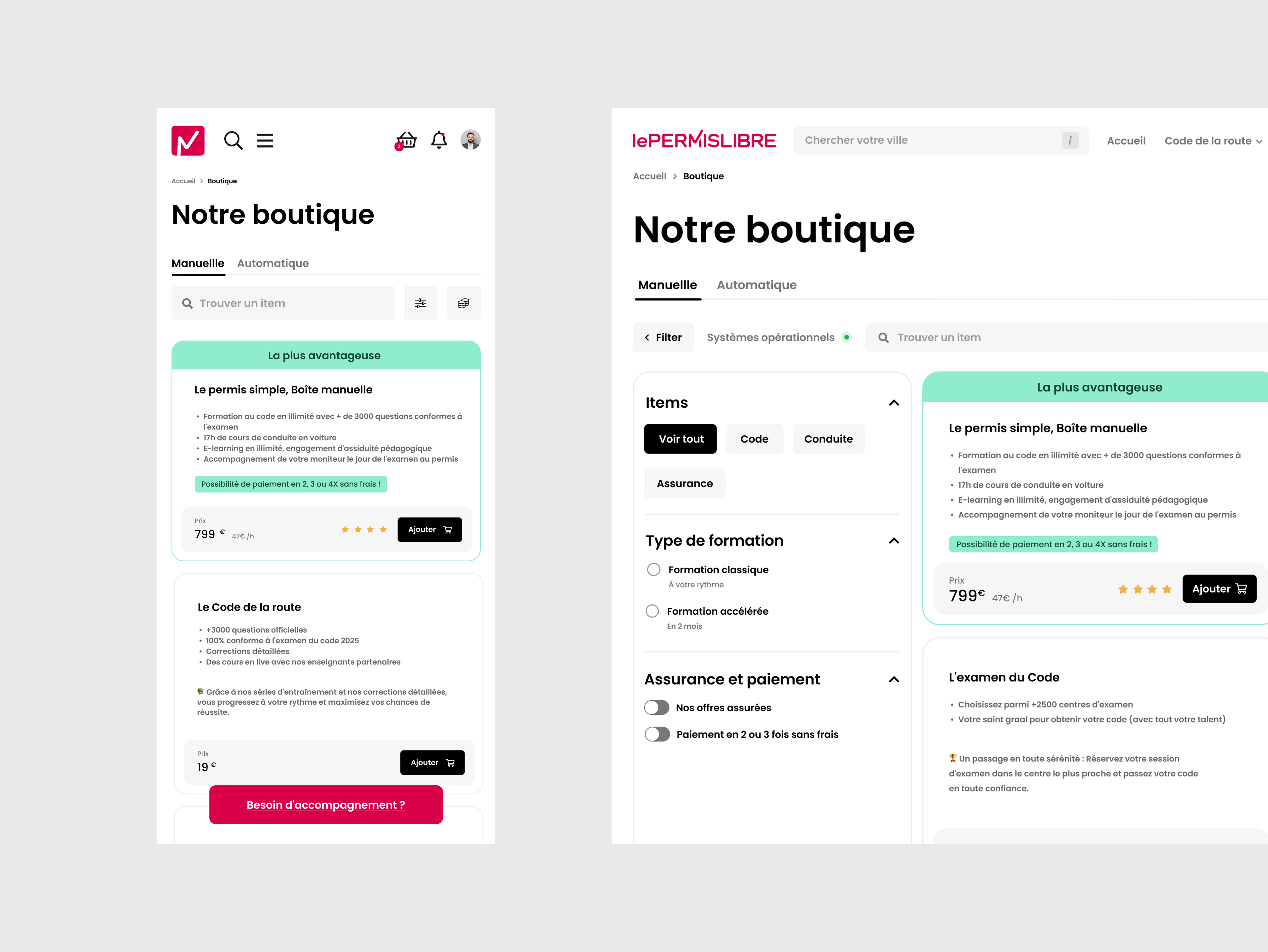 Le Permis Libre – Rethinking the Online Driving Exam Booking Exp design e commerce figma graphic design product design ui ux vector