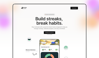 Landing page for a habit-tracking app! addiction app branding design illustration landing page