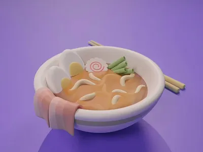 Japanese Delight 3D Design 3d 3d design 3d food 3d modeling chopsticks colorful creative visuals design digital art food gradient hot meal meal 3d modern playful purple purple background purple gradient ramen ramen 3d