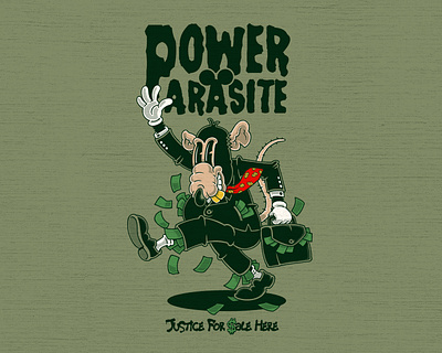 POWER PARASITE apparel art cartoon character corrupt design draw fun graphic design green illustration money parasite rat retro suit vintage