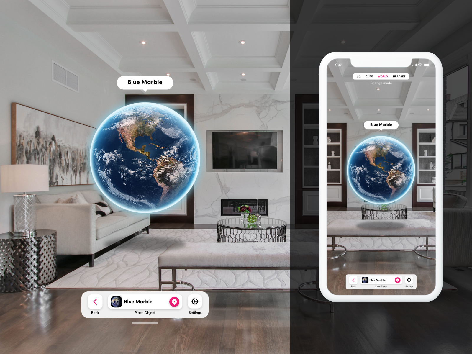 Example of Merge HoloGlobe - AR/VR/Mixed Reality UX/UI