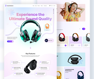 Headphone Product ✦ Landing Page amazon clean creative design ecommerce interface landing page minimul music online store product redesign sales shop store template ui wireless headphone