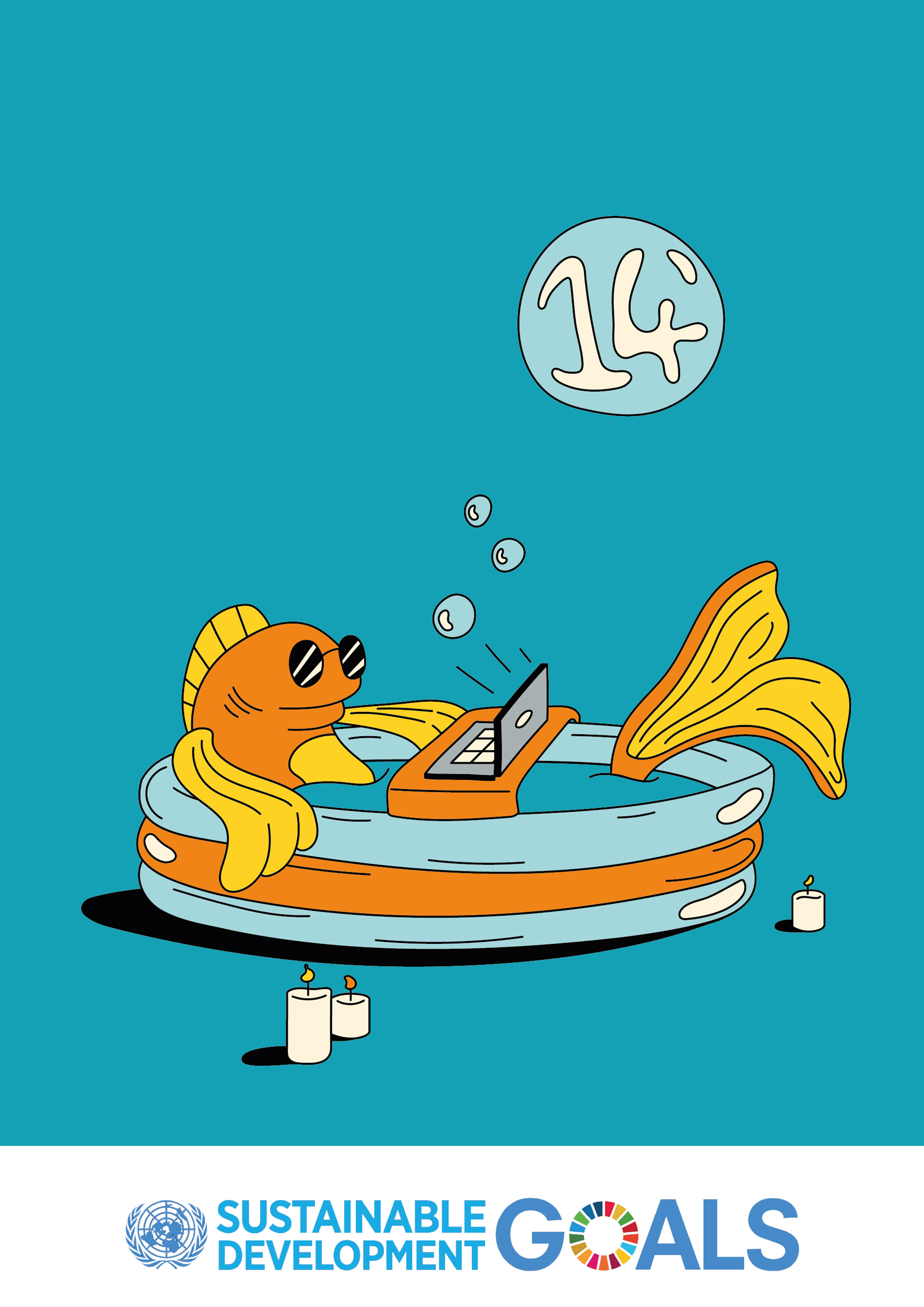 The 2030 Agenda Sustainable Development 2030 adobe blue branding calm color creative digital illustration fish graphic design illustration illustrator life ocean onu palette pop saveplanet water