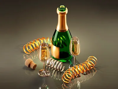 Champagne Celebration - 3d Design 3d 3d abstract art 3d art 3d design 3d model 3d render 3d visual abstract art champaigne design drink elegant glass glasses gradient gradient background rich rich vibes