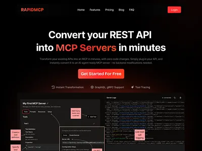 ✨ Design rapid-mcp Website Landing Page ai ai landing page ai website desig9cy landing page minimal saas saas website