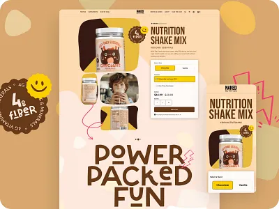 Kid's Vitamins Detail Page — Naked Nutrition branding design health homepage illustration kids landing page nutrition product shake shopify supplements typography ui ux vitamins web webdesign website