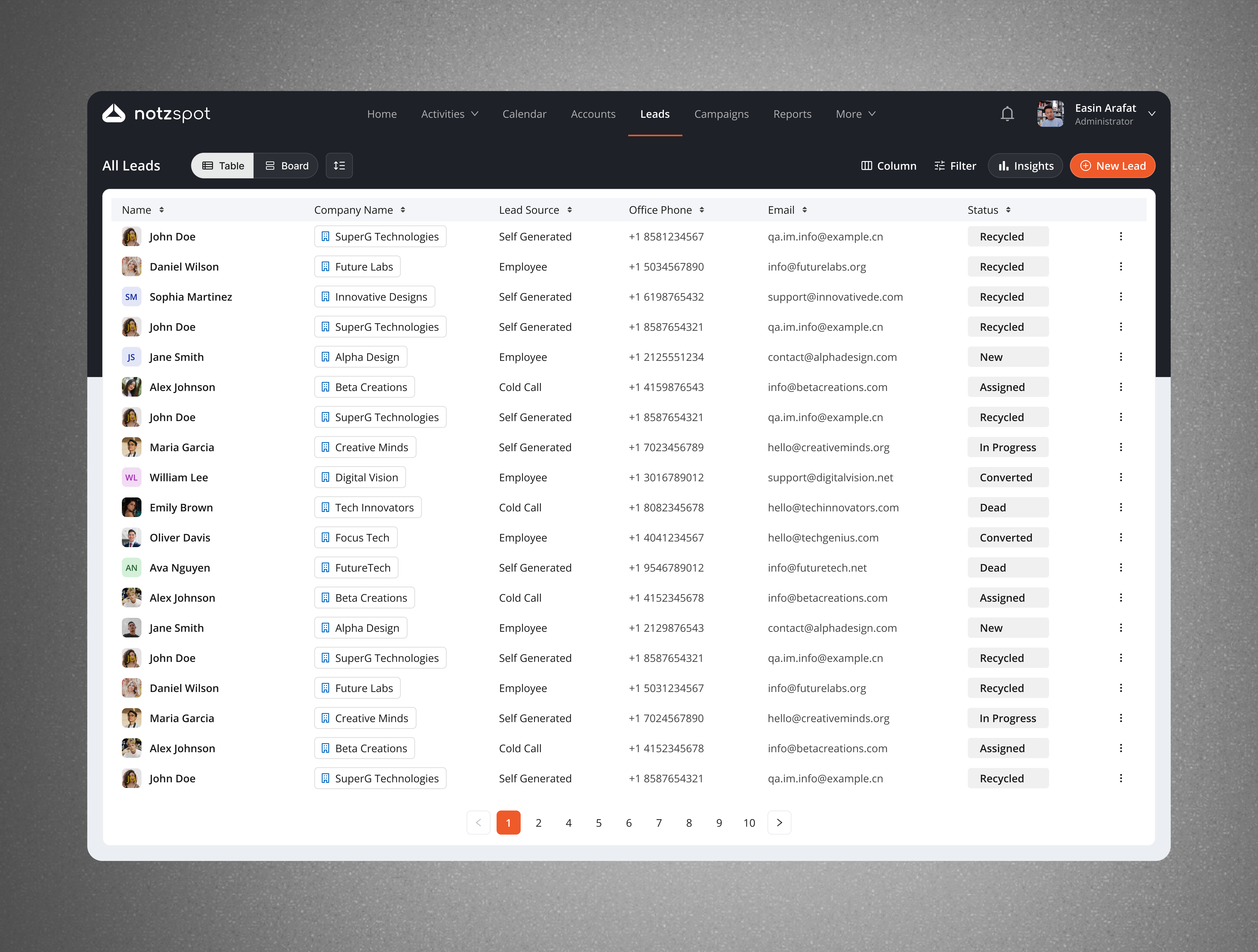 notzspot - CRM Web Application UI branding crm ui dashboard dashboard ui design product product design saas ui ui ui design uiux design ux design web app web ui webapp ui