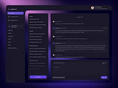 Dark mode AI Chat ai ai chat ai tutor chat chat history chat interface chat with ai clean design dark mode dashboard gradients previous messages sidebar ui ux