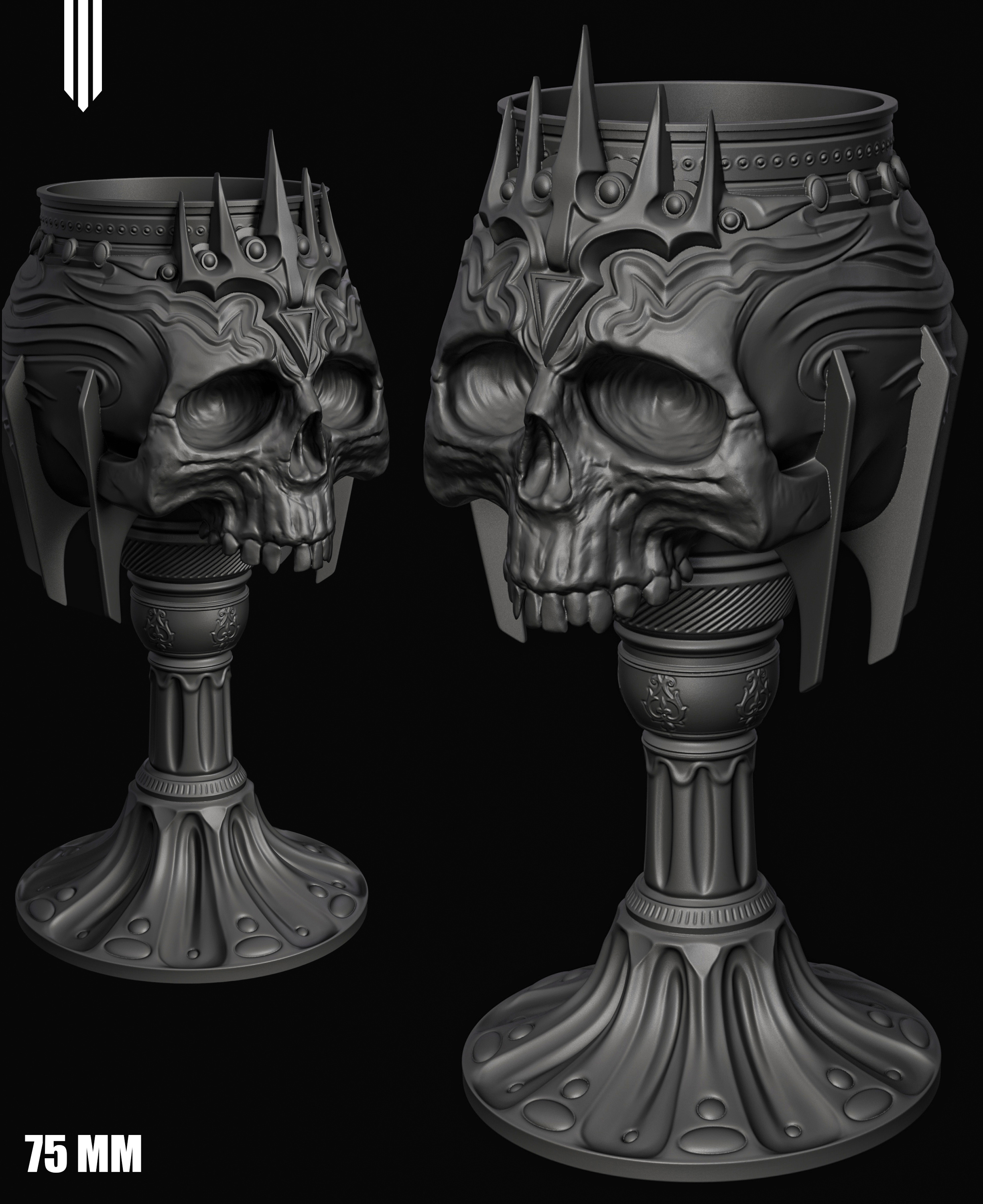 Throne of the Damned – Gothic Skull Goblet 3d 3d cup 3d modeling fantasy gothic horror printing skull zbrush