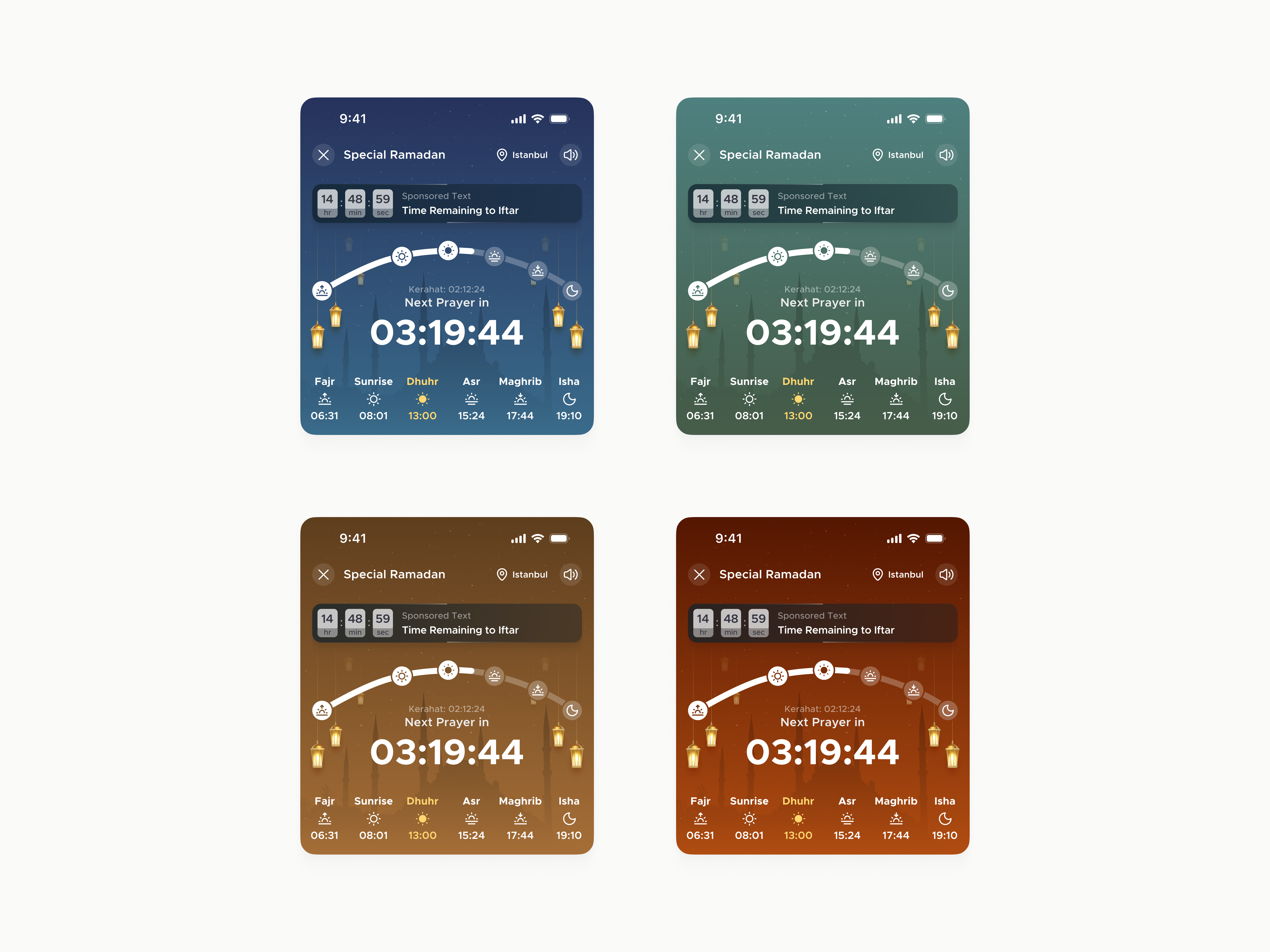 Qibla Mobile App - Special Widget 🧑‍🎨 color colorful coloring date graphic design hour iftar qibla qibla app second time timer ui ui ux ux widget ıftar