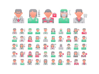 Medical Worker Avatar Icon Collection avatar doctor faceless gradient healthcare hospital icon medical medical icon medical worker nurse profile