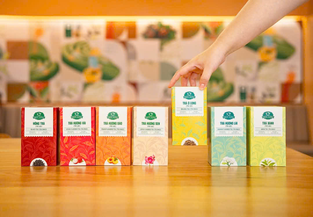 Redesigned packaging - Phuc Long tea bag branding graphic design packaging design