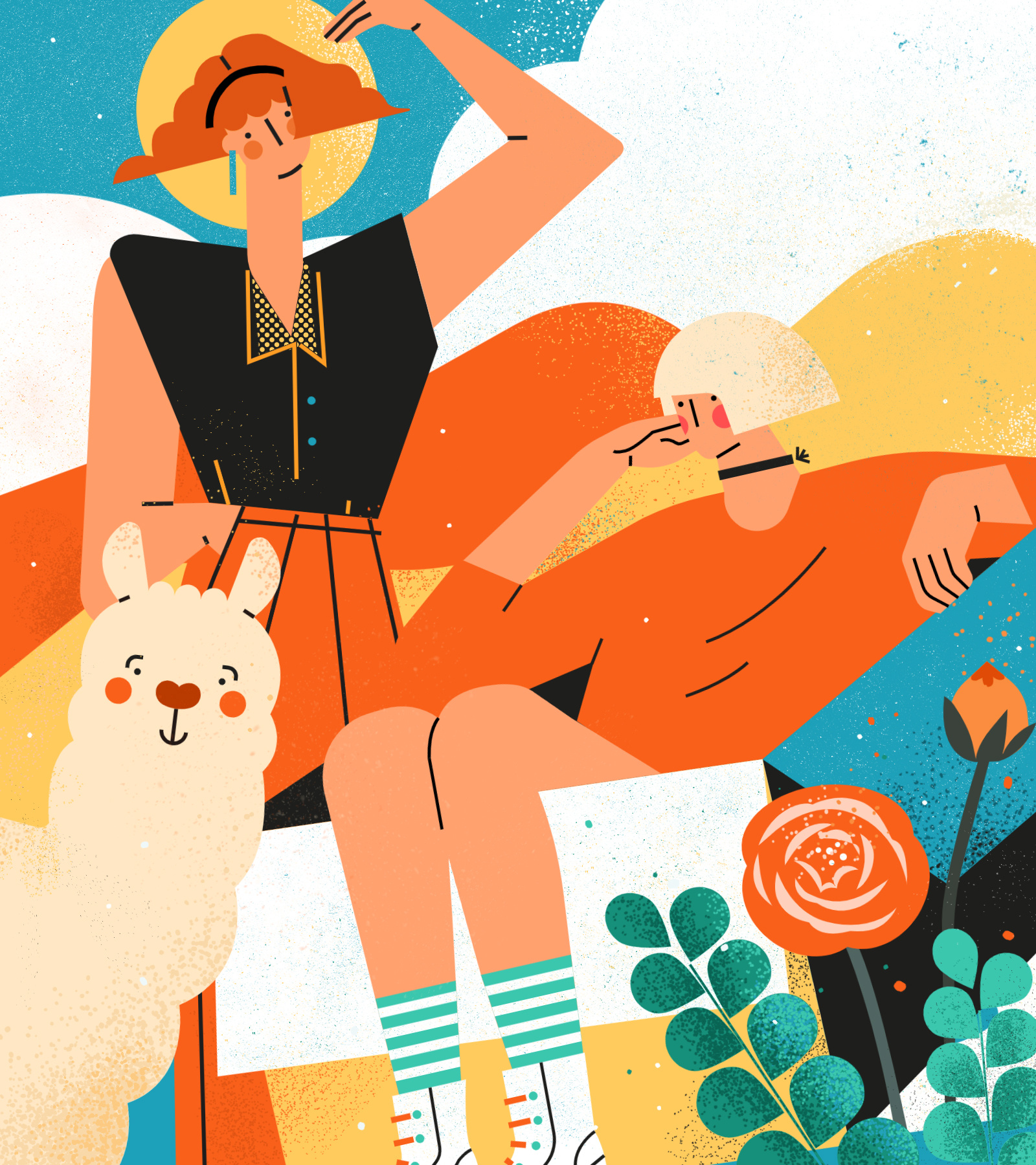 小园素作品：暖阳和鲜花 design flat graphic design illustration vector