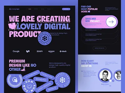 DesignOps Design Agency: Website Design | Dark agency landing page brand agency business company corporate creative creative agency creative portfolio design digital agency landingpage marketing marketing agency minimal portfolio trendy uidesign uxdesign webdesign website design