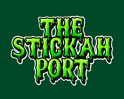 The Stickah Port art design drippy graffiti green handdrawing lettering logo melty tshirt zombie