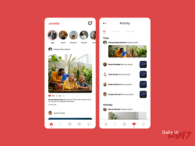 DailyUI #047 - Activity Feed branding design graphic design illustration logo minimal mobile app mobile design ui vector