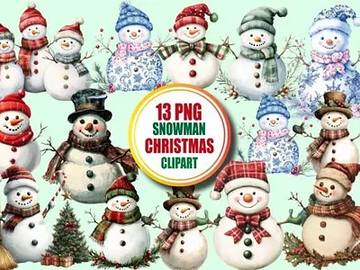 Scandinavian-Christmas-Snowman-Clipart-Graphics 3d animation branding graphic design logo motion graphics ui