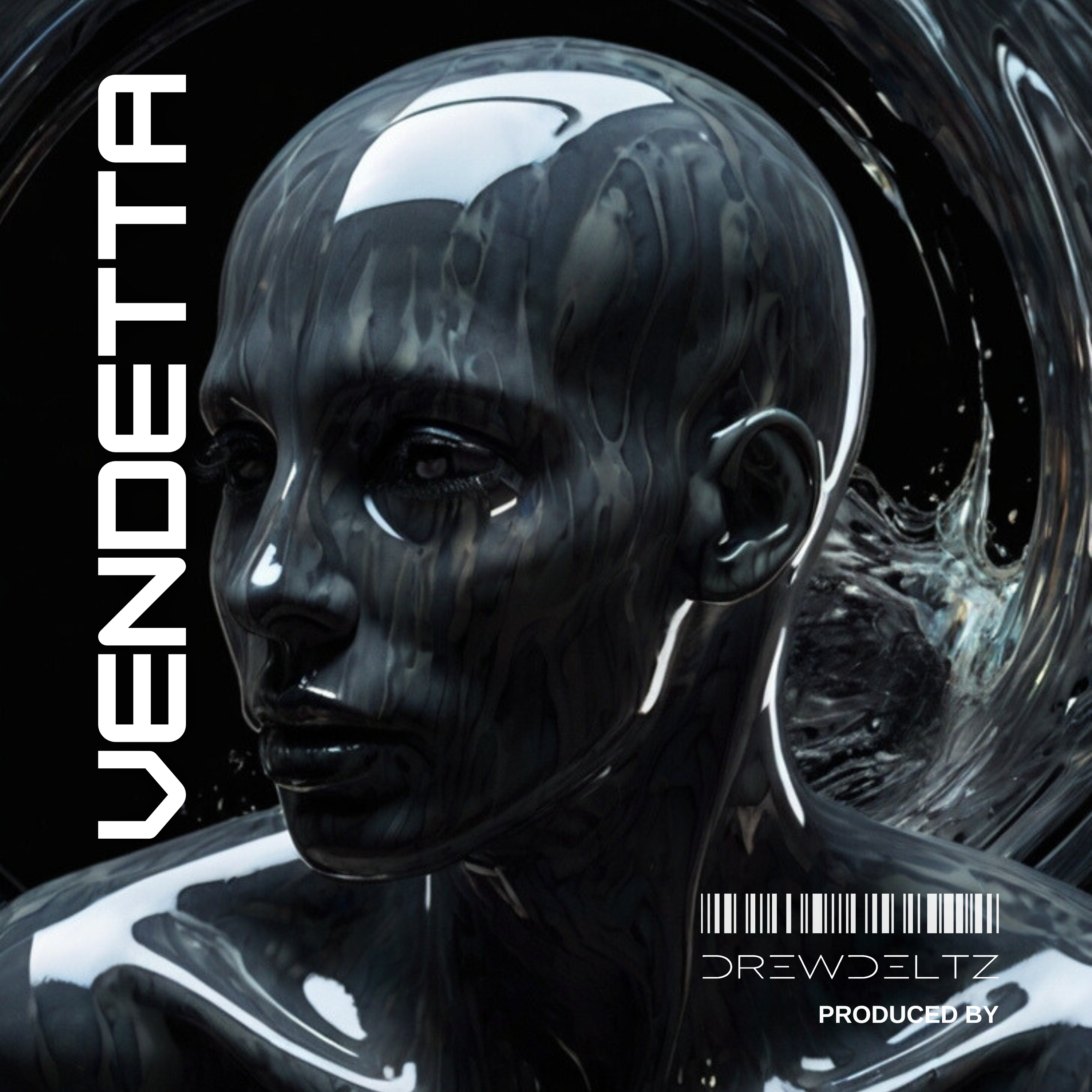 Vendetta Techno Album Cover aiart albumart branding conceptualdesign coverart cyberpunkdesign darkaesthetic graphic design logo musicdesign soundandvision techno