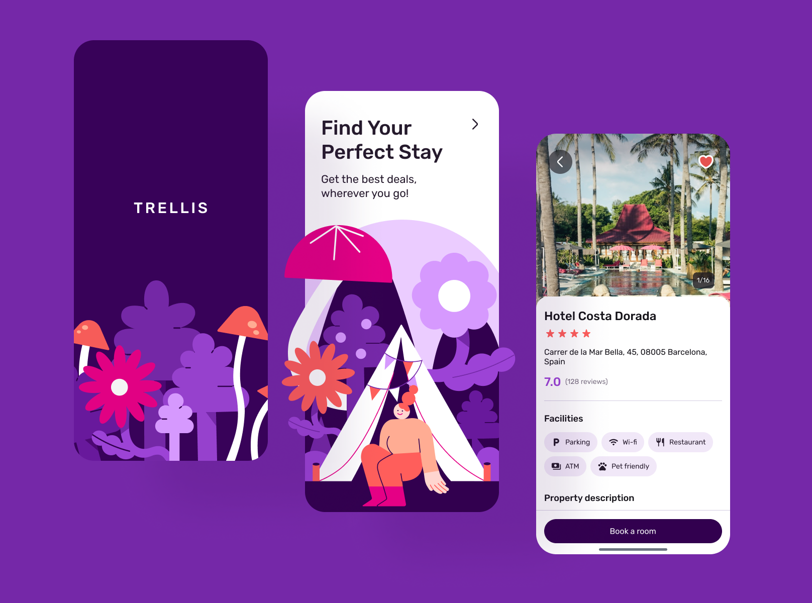 Stay Search App accomodation search app booking search graphic design hotel mobile design travel trip ui ux vacation planner