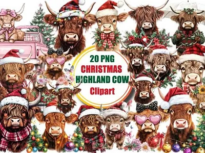 Christmas-Highland-Cow-Clipart-Graphics-107260510-1-580x386.jpg 3d animation branding christmas tshirt bundle graphic design logo motion graphics ui