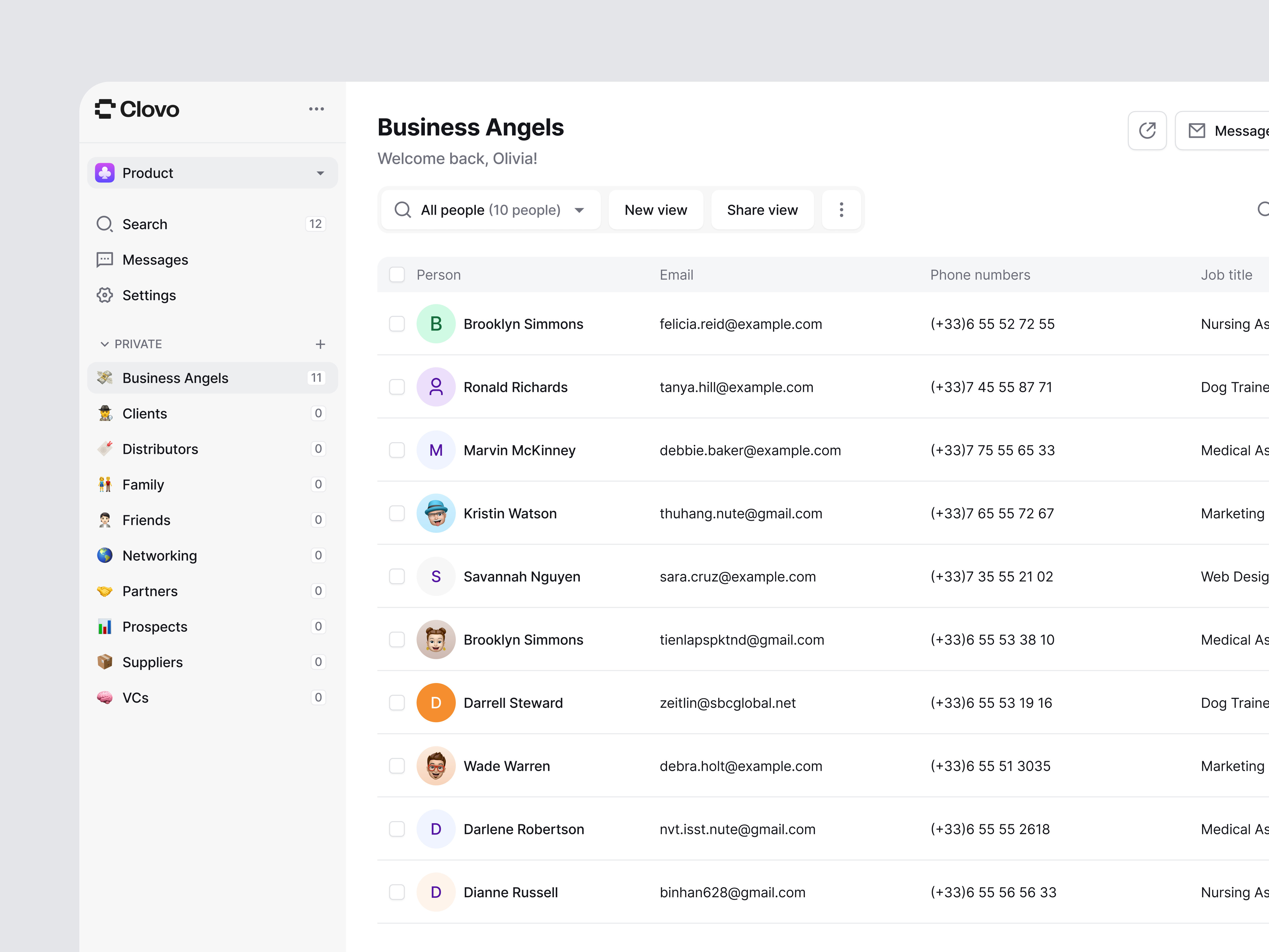 Clovo CRM - Client List Design business client client list crm dashboard data details filllodesign info information list list view saas table table view ui ux view web design