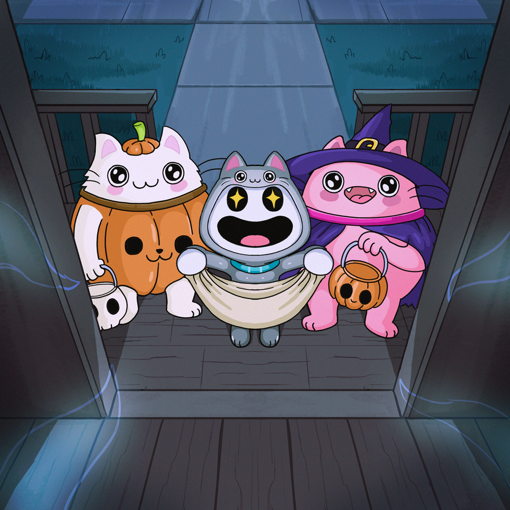 Frensville Halloween Illustration beans cats eth graphic design halloween illustration jojo kitty nft witch