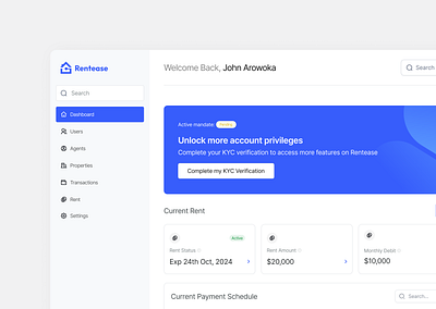 Myrentease - Dashboard dashboard property tech rent web web dashboard