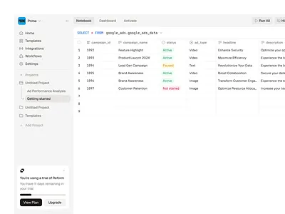 Database Query Listing Report ai analytics automation crm dashboard data database design listing morva morva labs platform product design productivity report saas table ui workflow workspace