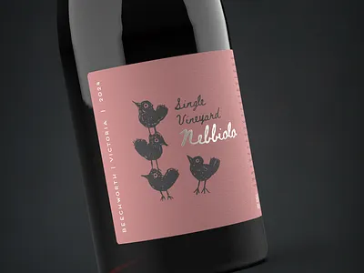 Chick chick branding chicken drawing foil graphic design illustration ink drarwing label metallic foil packaging design paper product label silver wine wine label