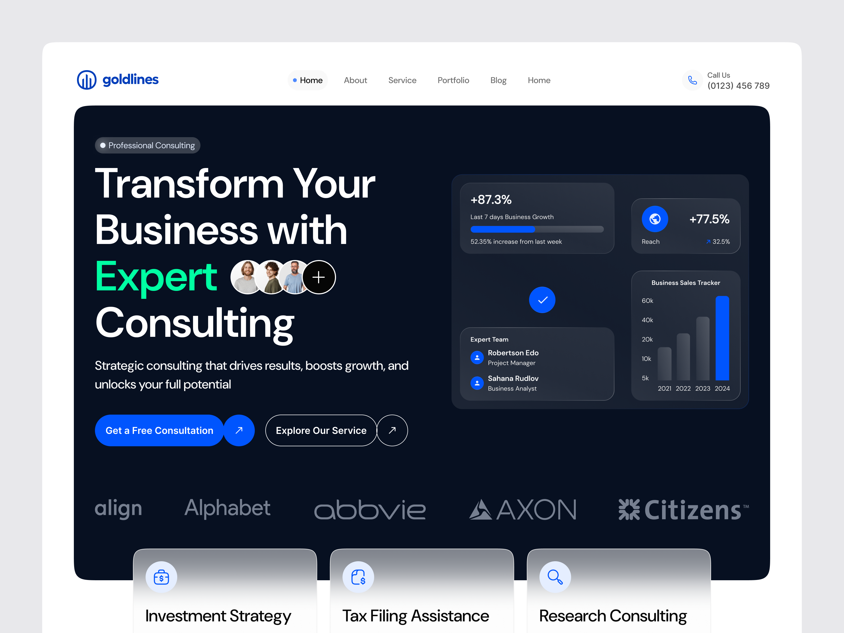 Goldlines Consulting Website UIUX Design interface product service startup ui ux web
