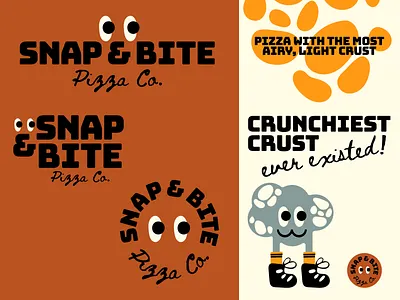 SNAP & BITE PIZZA CO brand identity brand identity design branding food graphic design illustration logo logo design mascot pizza pizzeria restaurant